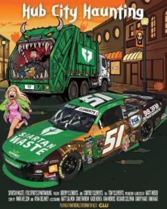 We’re sponsoring the Halloween car again this Saturday at Martinsville. 🎃🍀🏁 Tune in this Sunday morning at 10 for Start Your Engines on Fox Sports Spartanburg at 98.3 fm, 1400 am, and online around the globe on our listen live link and the World Wide Web. At 11 our legends guest will be Sam Beam, noted alligator hunter and owner of Memory Lane Museum in Mooresville, NC. We’ll have NASCAR HOF journalist Deb Williams on at 10:20 with all the latest news from Talladega and Martinsville. So join Ronnie Nodine and me, Perry Allen Wood, this Sunday morning at 10 for SYE on Fox Sports Spartanburg.